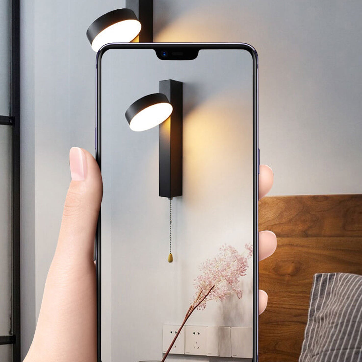 Wrought Iron Acrylic Pull Wire Switch LED Wall Sconce Lamp