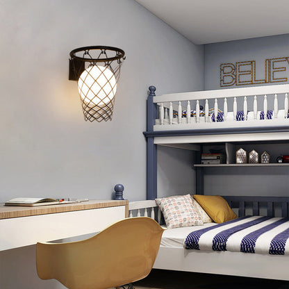 Deco Iron Glass Basketball Hoop 1-Light Wall Sconce Lamp