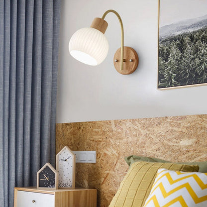 Ball Stripe Acrylic Wood Iron 1-Light Wall Sconce Lamp