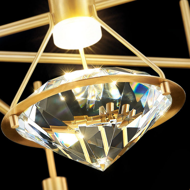 Mid-Century Diamond Brass Crystal LED Wall Sconce Lamp