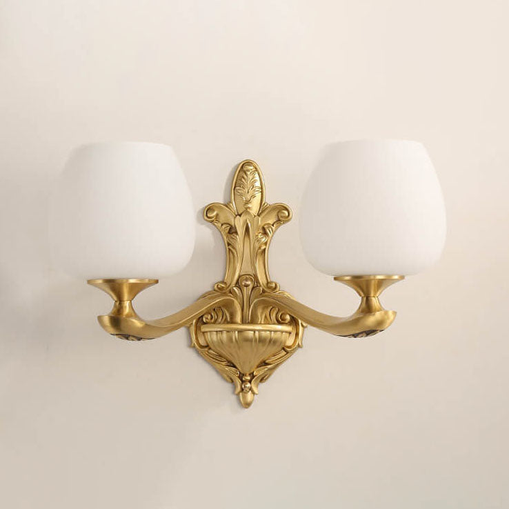Light Glass Gold-Finished Frame 1/2 Light Wall Sconce Lamp