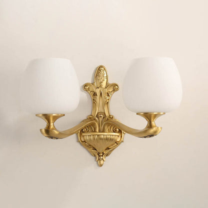 Light Glass Gold-Finished Frame 1/2 Light Wall Sconce Lamp