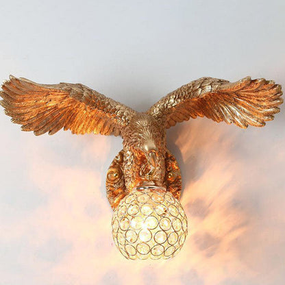 Resin Eagles Crystal Shade 1-Light Wall Sconce Lamp