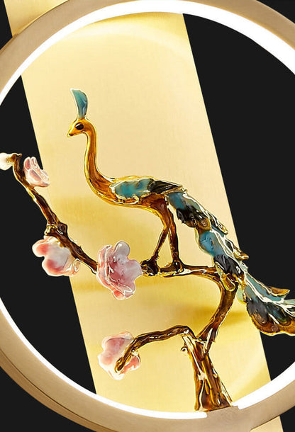 Modern Chinese Copper Long Round LED Wall Sconce Lamp