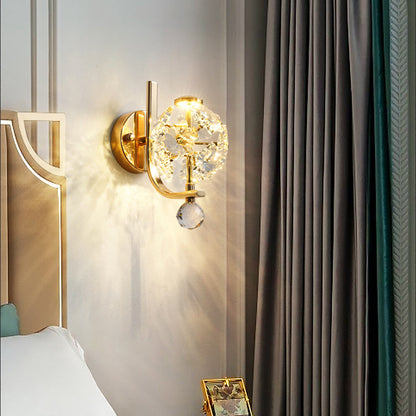 Metal Steel Crystal Ball Cylinder 1-Light Wall Sconce Lamp
