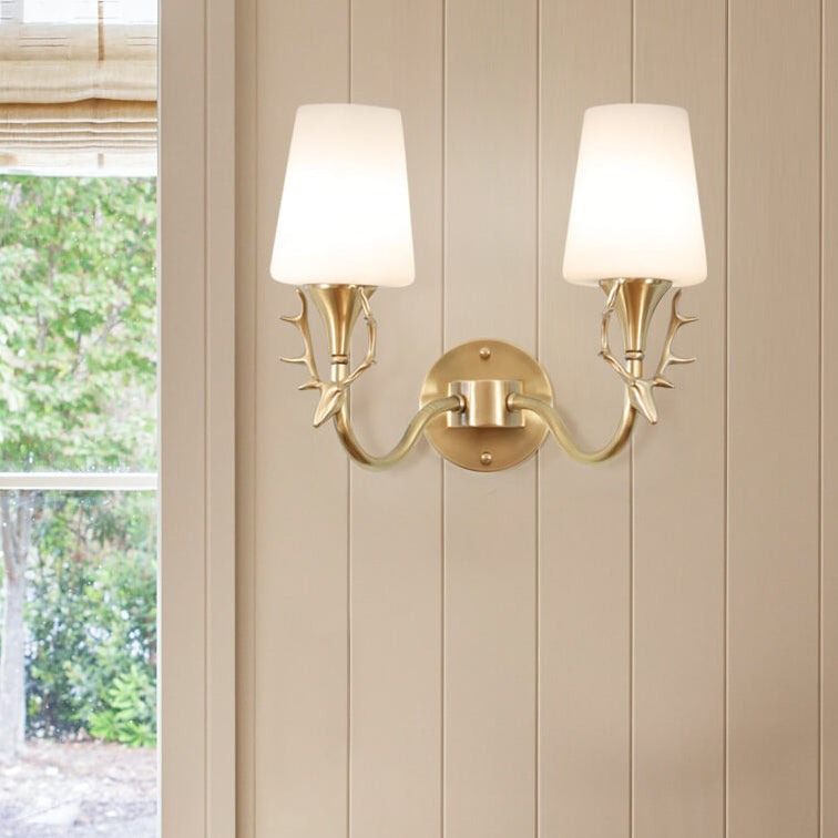 Full Exquisite Deer Head Design 1/2-Light Wall Sconce Lamp