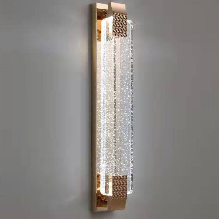 Light Gold Bubble Crystal Rectangular LED Wall Sconce Lamp