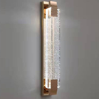 Light Gold Bubble Crystal Rectangular LED Wall Sconce Lamp
