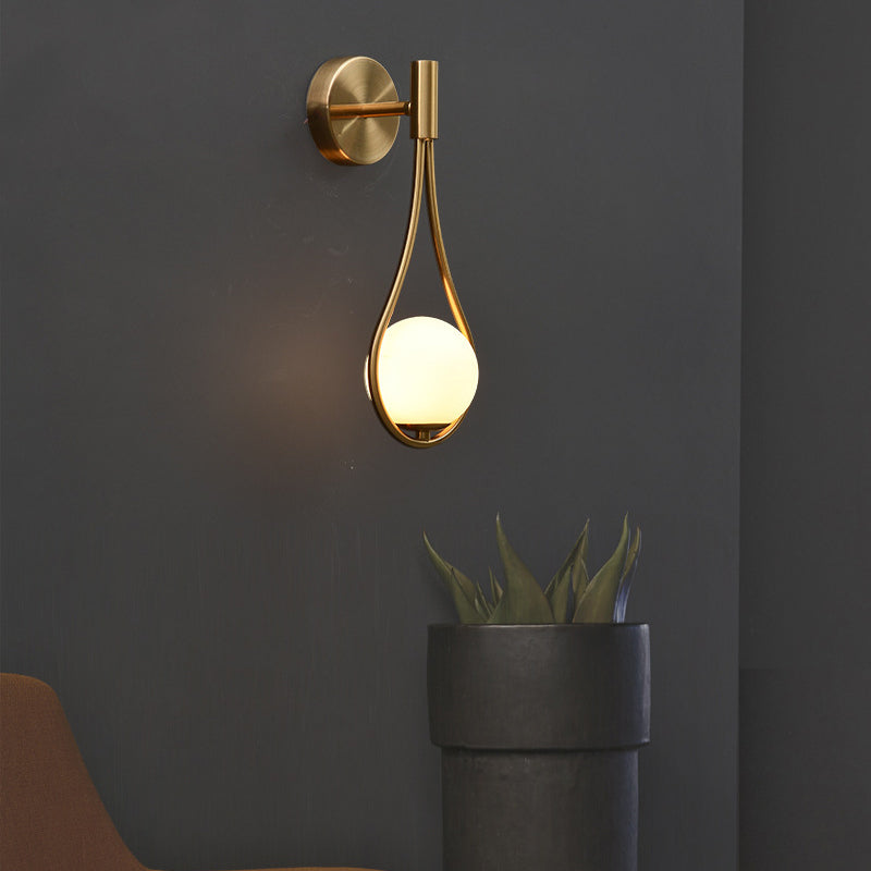 Teardrop Round Ball Iron Glass 1-Light Wall Sconce Lamp