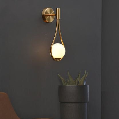 Teardrop Round Ball Iron Glass 1-Light Wall Sconce Lamp