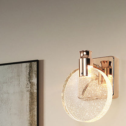 Round Square Base Aluminum Crystal LED Wall Sconce Lamp