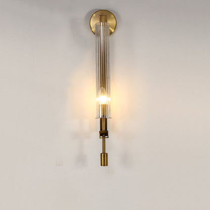 Simplicity Ribbed Glass Column 1-Light Wall Sconce Lamp