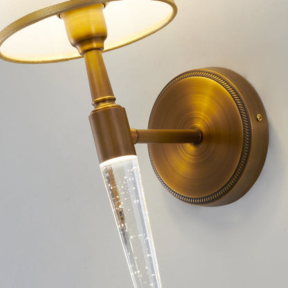 French Trapezoid Copper Fabric 1-Light Wall Sconce Lamp