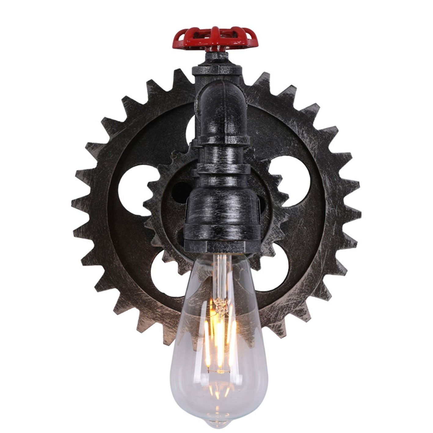 Gear-shaped Wrought Iron 1/2-Light Wall Sconce Lamp