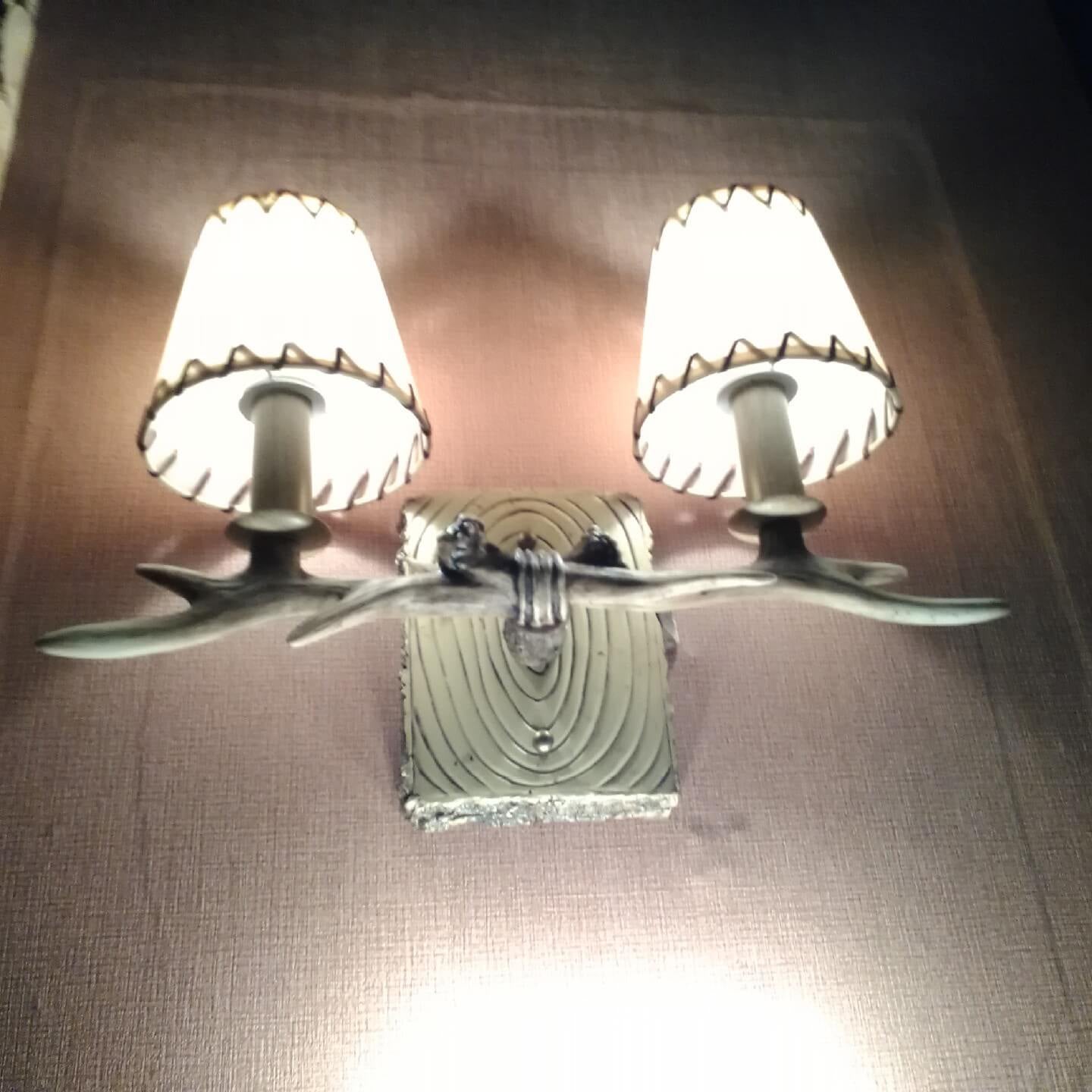 Antler Resin Faux Parchment Shade 2-Light Wall Sconce Lamp