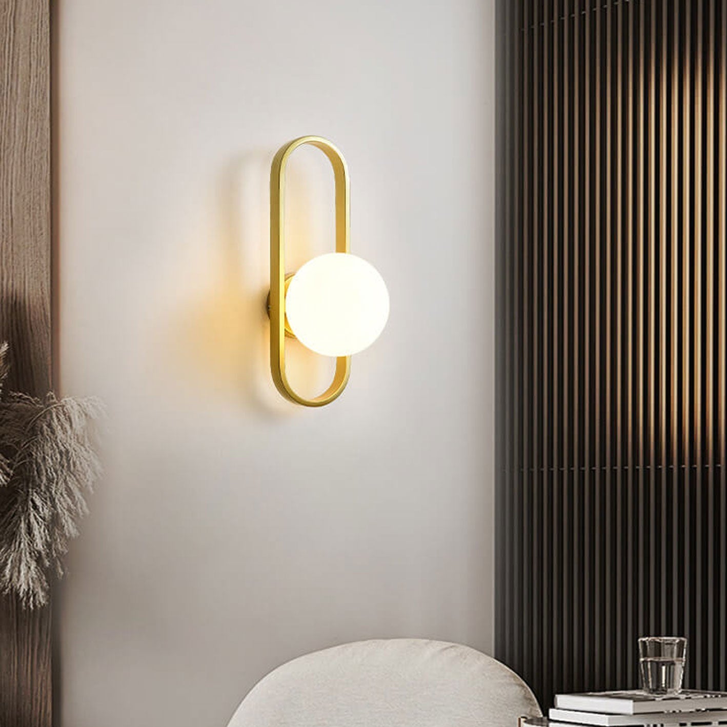 Minimalist Oval Ring Iron Glass 1-Light Wall Sconce Lamp