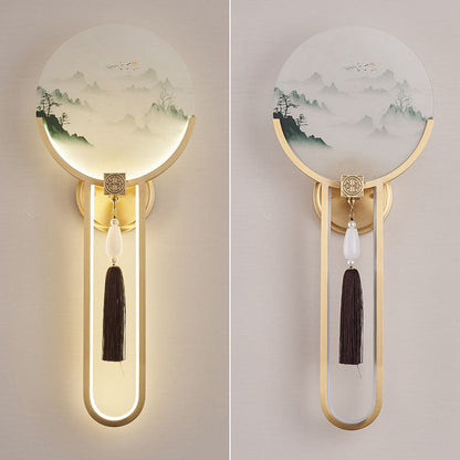 Traditional Chinese All-Copper Glass LED Wall Sconce Lamp