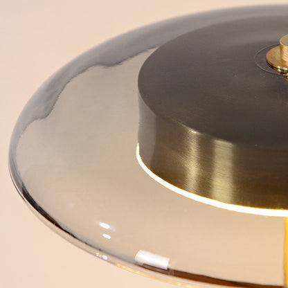 Contemporary Brass Wood Table Lamp