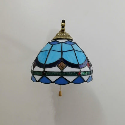 Tiffany Resin Glass Flower Shape 1-Light Wall Sconce Lamp