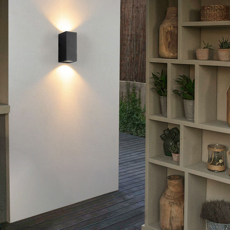 Outdoor Aluminum Glass Cylinder 2-Light Wall Sconce Lamp