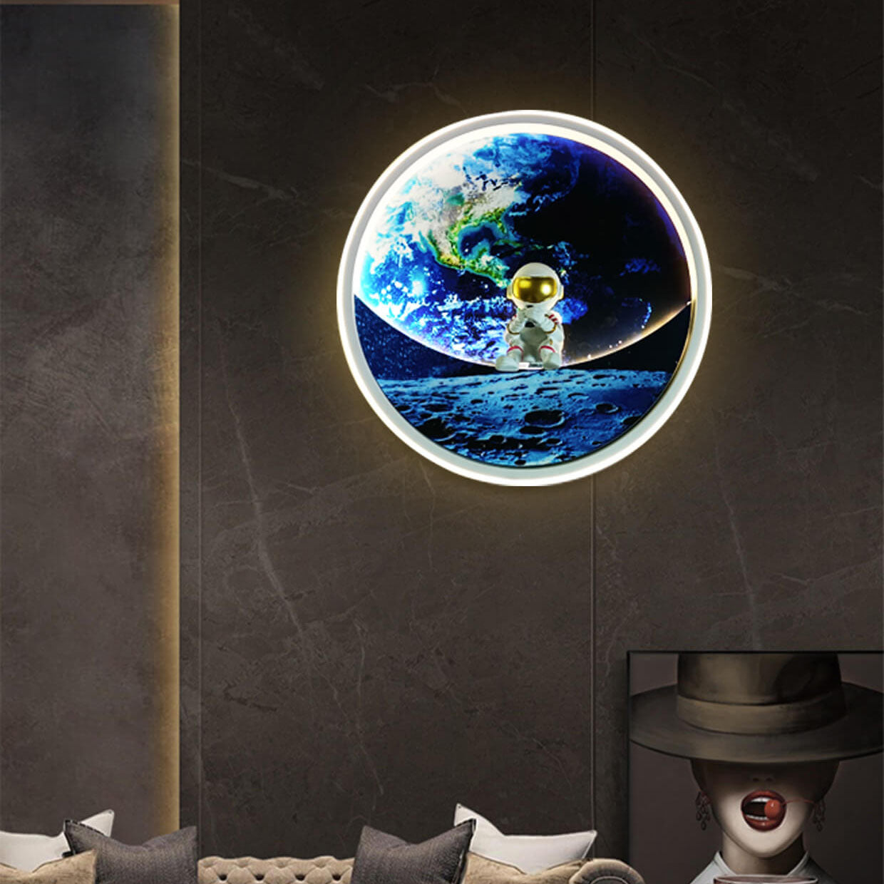 Children's Wrought Iron Imitation Moon LED Wall Sconce Lamp