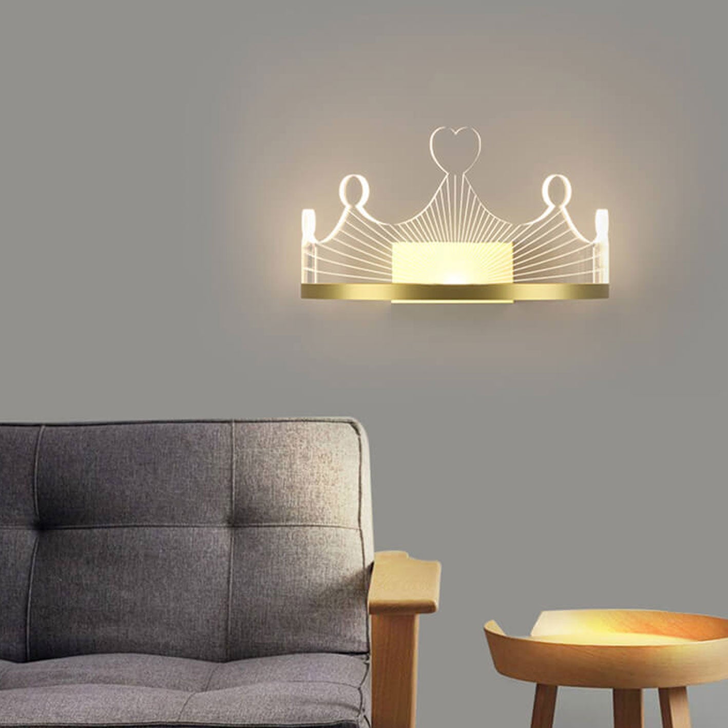 Light Luxury Crown Gold Iron Acrylic LED Wall Sconce Lamp