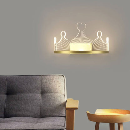 Light Luxury Crown Gold Iron Acrylic LED Wall Sconce Lamp