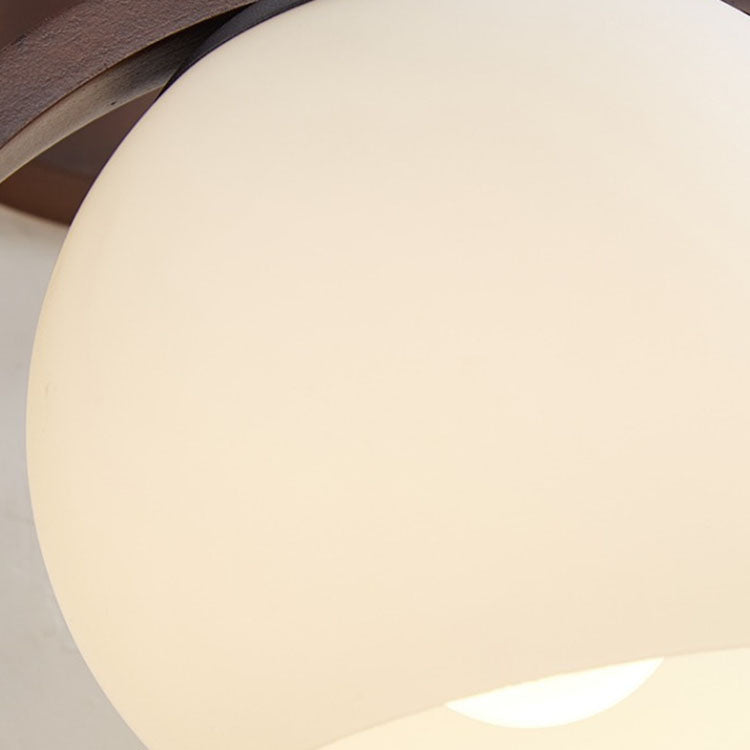 Minimalist Circle Bird Wood Glass 1-Light Wall Sconce Lamp