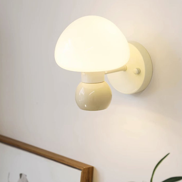 Creative Mushroom Iron Glass 1-Light Wall Sconce Lamp