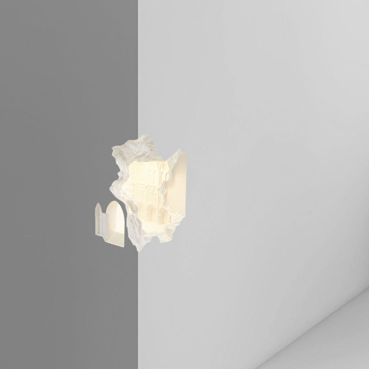 Rectangular Plaster Recessed 1-Light Wall Sconce Lamp