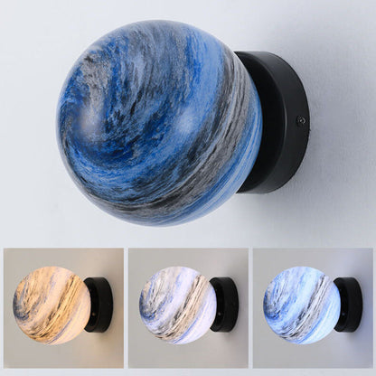Creative Planet Glass Iron Orb 1-Light Wall Sconce Lamp