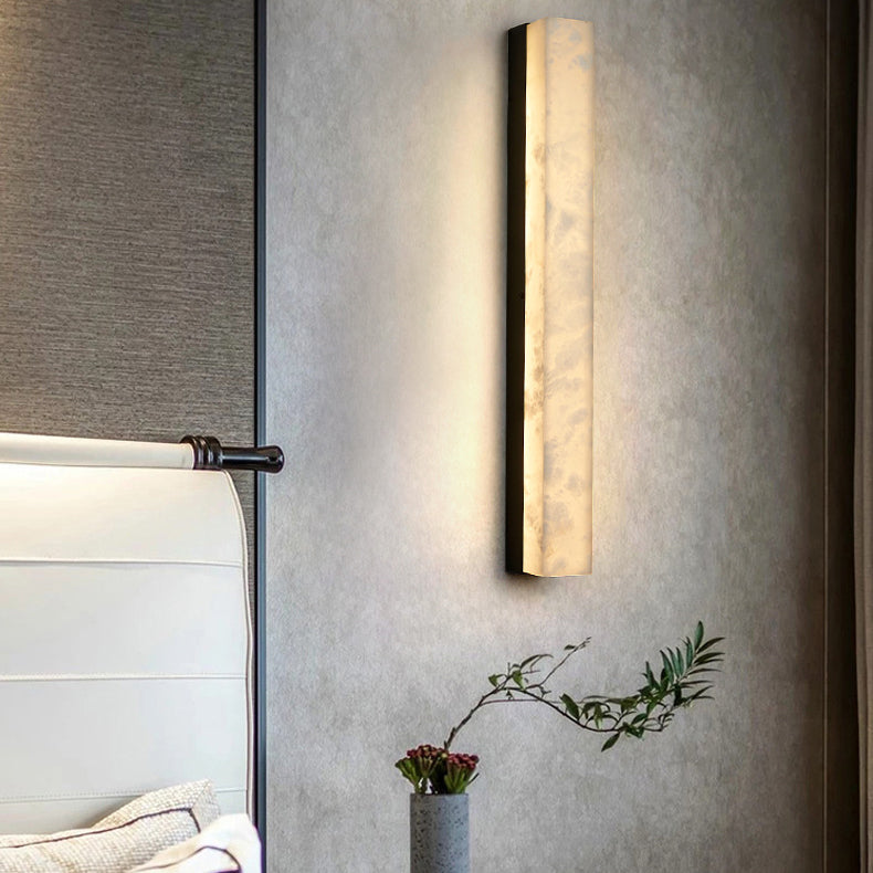 Modern Minimalist Strip Copper Marble LED Wall Sconce Lamp