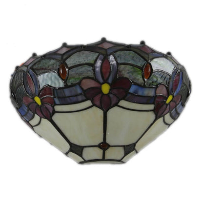 Tiffany Flower Stained Glass Bowl 1-Light Wall Sconce Lamp