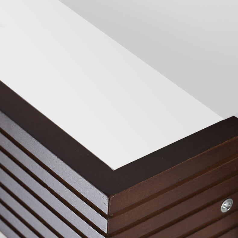 Chinese Walnut Square Bar Vanity LED Wall Sconce Lamp