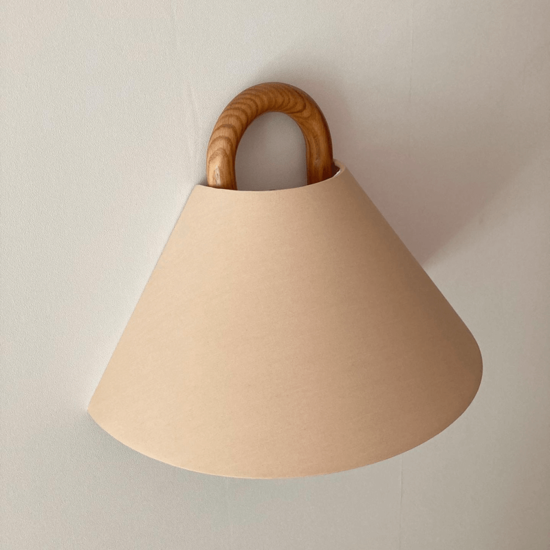 Modern Solid Wood Pleated Semicircle 1-Light Wall Sconce