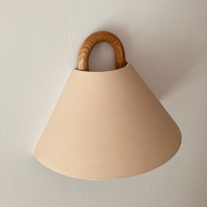 Modern Solid Wood Pleated Semicircle 1-Light Wall Sconce