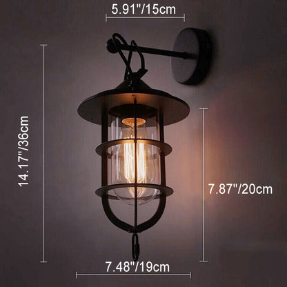 Iron Glass Houseboat Design 1-Light Wall Sconce Lamp