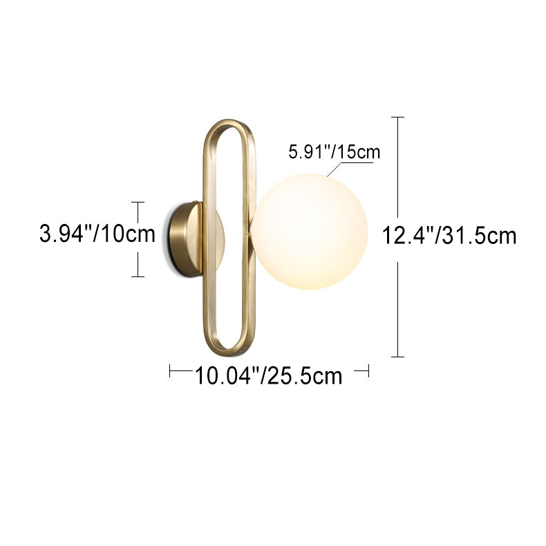 Simplicity Glass Shade Iron Ring 1-Light Wall Sconce Lamp