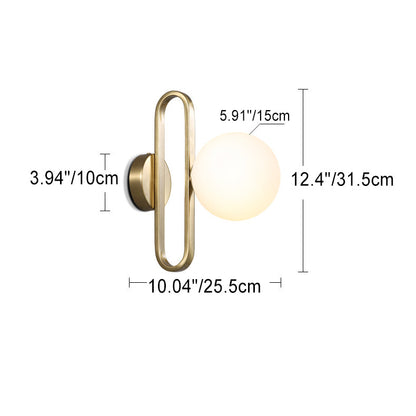 Simplicity Glass Shade Iron Ring 1-Light Wall Sconce Lamp