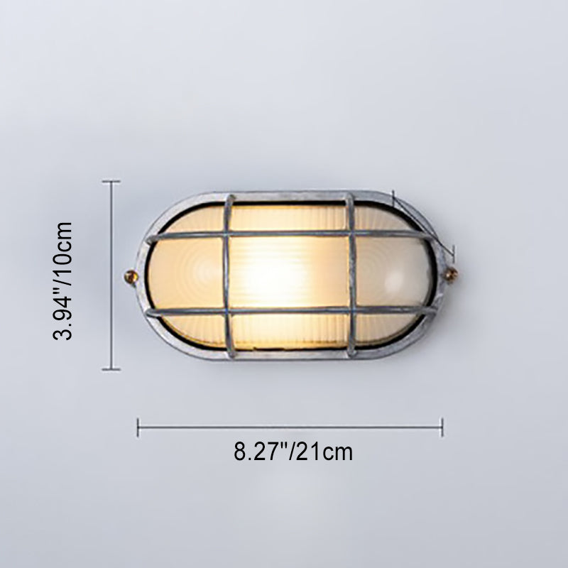 Aluminum Glass Round Oval 1-Light Wall Sconce Lamp