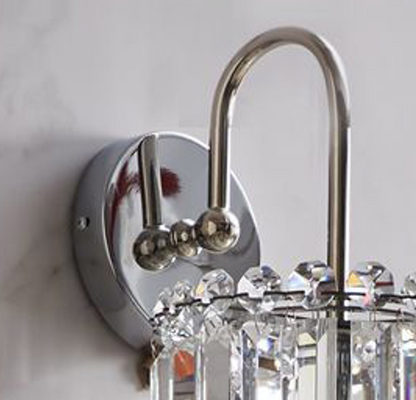 Cylinder Stainless Steel Crystal 1-Light Wall Sconce Lamp
