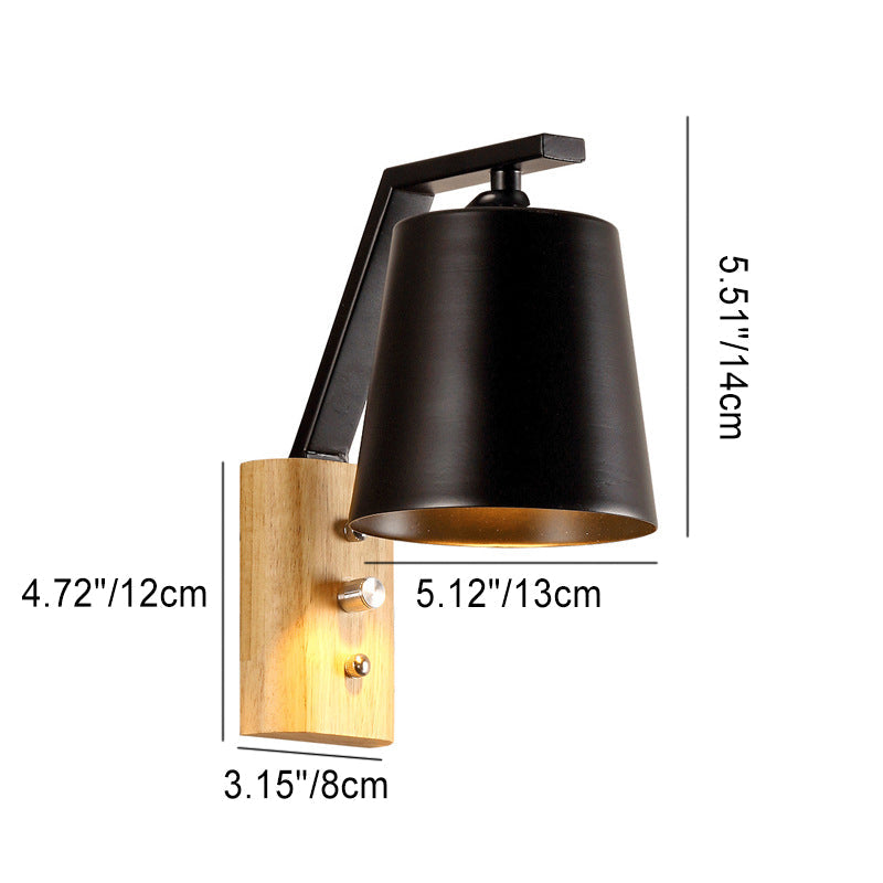 Nordic Solid Wood Cylindrical 1-Light Wall Sconce Lamp