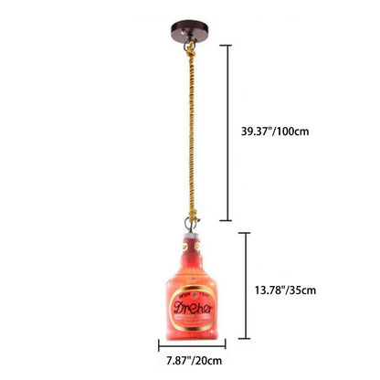 Contemporary Industrial Colorful Bottle Resin 1-Light Pendant Light