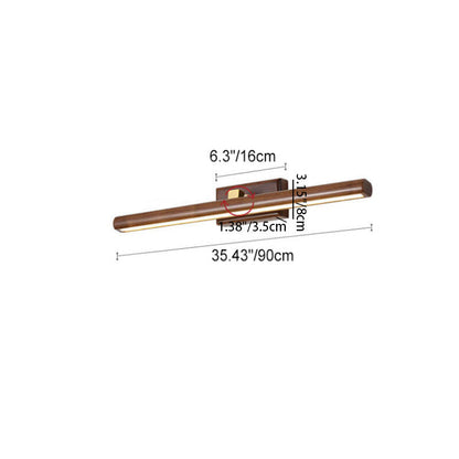 Nordic Minimalist Beechwood Copper Cylinder LED Bathroom Vanity Mirror Front Wall Sconce Lamp For Living Room & Bathroom