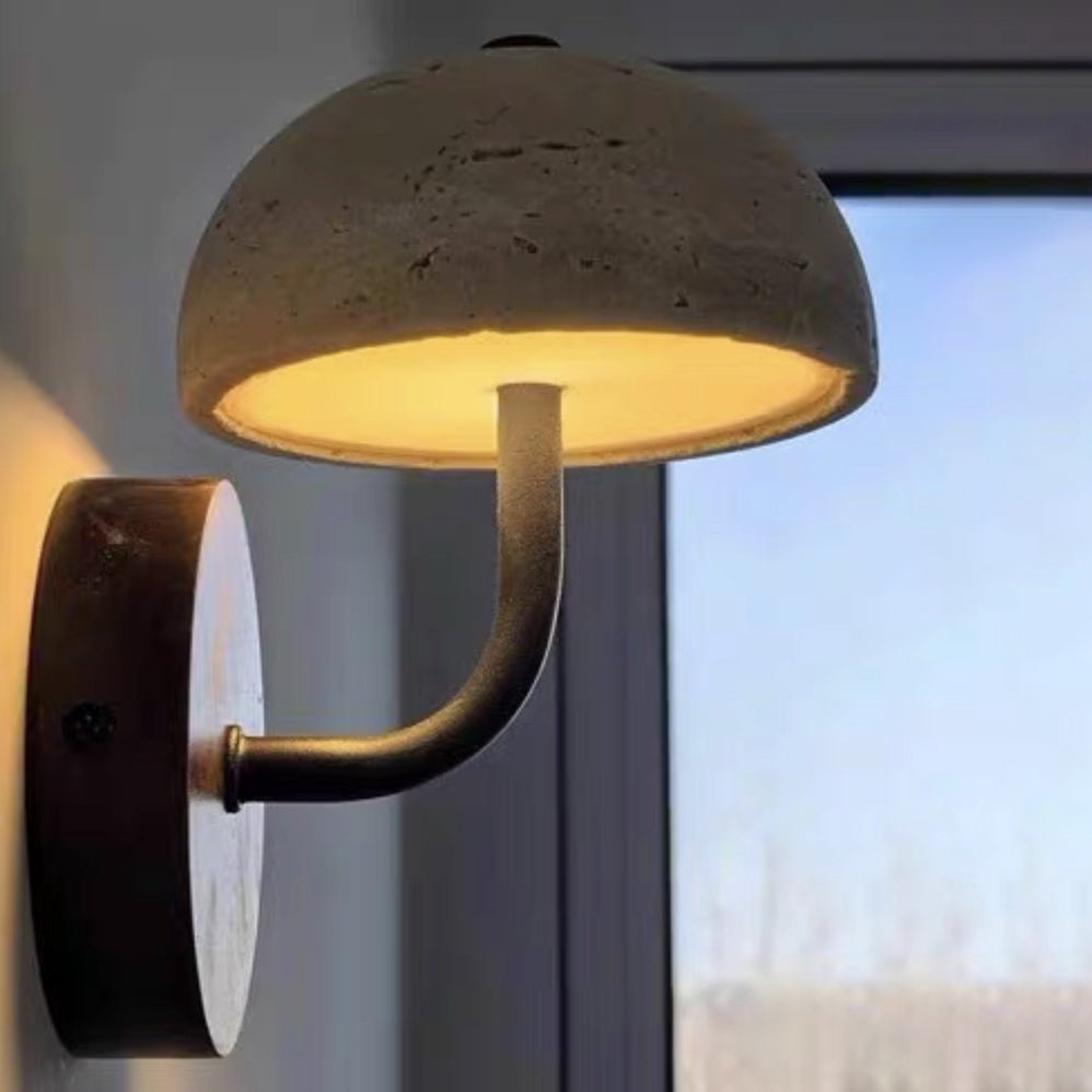 Japanese Iron Wood Umbrella Mushroom LED Wall Sconce Lamp