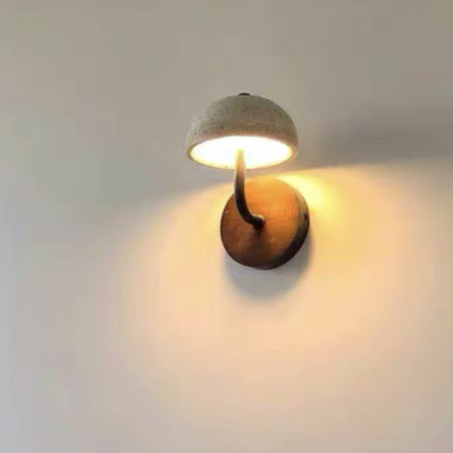 Japanese Iron Wood Umbrella Mushroom LED Wall Sconce Lamp