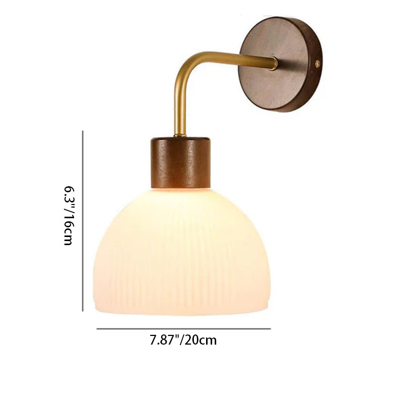 Japanese Glass Semicircle Shade 1-Light Wall Sconce Lamp