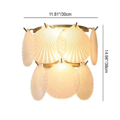 French Hardware Glass Shell 2-Light Wall Sconce Lamp