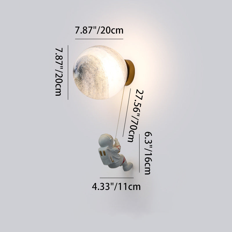 Spherical Round Resin Glass 1-Light Wall Scone Lamp