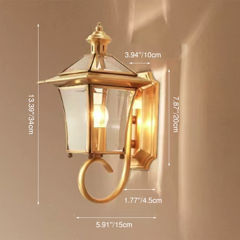 Quadrangle Frame Glass Shade 1-Light Wall Sconce Lamp